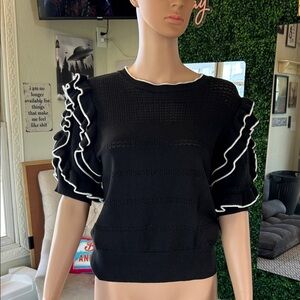 Black Ruffle Sleeve Sweater